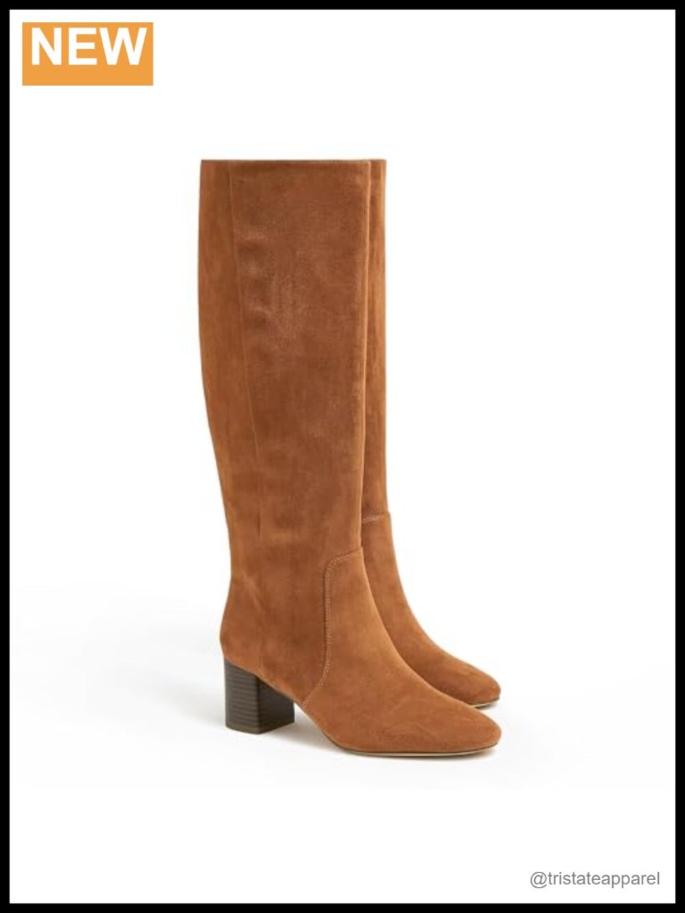 Chunky Heel Knee High Boots Faux Suede Round Toe Side Zipper Fall Winter